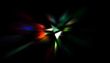 Parlayan ışıkları hareket ettirmenin havalı arka planı. Tasarımınız için canlı renkli bir portal şablonu. Işık ışınları ve hareket halindeki ışıldayan parçacıklar bir solucan deliği şekli oluşturuyor..