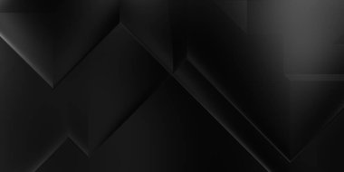 Siyah üç boyutlu geometrik arkaplan. Moda lüks minimalist tasarım. Geometrik şablon. Karanlık elementleri olan birinci sınıf soyut duvar kâğıdı. Poster, broşür, sunum, web sitesi için özel tasarım.