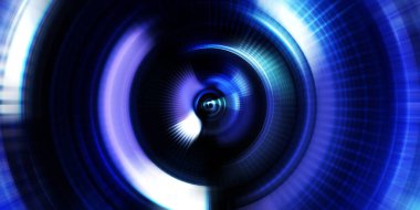 Parlayan neon ışıkları. Parlak sunum tasarım şablonu. Fotoğraf makinesi konsepti. Soyut arkaplan. Dönen ışık ışınları. Hareketli kavramsal duvar kağıdı. Grafik dijital illüstrasyon. 