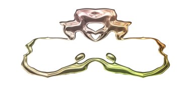 Üç boyutlu metalik illüstrasyon. Beyaz arka planda izole edilmiş fantezi çerçevesi. Davetiyeler, posterler, menü, hatıra defteri ve sunum için mükemmel. Metnin için şablon.