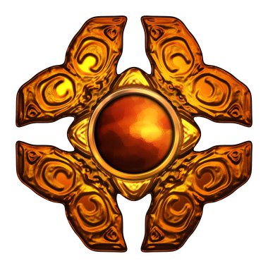 Beyaz arka planda izole bir mücevher. Mücevherli bir fantezi mücevherin 3 boyutlu görüntüsü. Masal elementi. Lüks grafik duvar kağıdı.