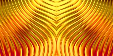 Renkli dalgalı yansıtıcı duvar kağıdının üç boyutlu çizimi. Duvar kağıdı, afiş, arkaplan, kart, kitap kapağı veya web sitesi için grafiksel illüstrasyon. Soyut parlak arkaplan.