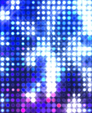 Parlak desenli duvar kağıdı. Sahne ışıkları olan renkli ışıkların ihtişamlı arkaplanı. Parlayan ışıklar siyah arka planda parti izleri. Sahne veya stadyum ışıklarının dijital illüstrasyonu. 