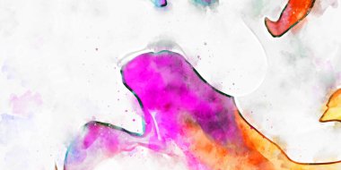 Kova desenli illüstrasyon. Çağdaş ve modern doku. Soyut renk boyama arka planı. Yaratıcı ve sanatsal duvar kağıdı. Fırçalanmış şekilleri ve lekeleri olan sanatsal duvar..