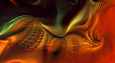 Hareketli girdapların soyut çizimi. Titreşimli renkli kıvrımların dönen akışı. Kıvrımlı ve kıvrımlı arka plan ve çizgiler. Garip duvar kâğıdı tasarımı. Dalgalanma arkaplanı.