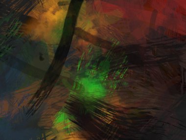 Soyut arkaplanda pürüzlü fırça darbeleri. Fırça boyası. Renkli boya darbeleri. Eşsiz duvar sanatı. Tuvaldeki modern sanat. Renkli çağdaş sanat eserleri.