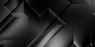Siyah üç boyutlu geometrik arkaplan. Moda lüks minimalist tasarım. Geometrik şablon. Karanlık elementleri olan birinci sınıf soyut duvar kâğıdı. Poster, broşür, sunum, web sitesi için özel tasarım.