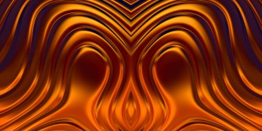 Renkli dalgalı yansıtıcı duvar kağıdının üç boyutlu çizimi. Duvar kağıdı, afiş, arkaplan, kart, kitap kapağı veya web sitesi için grafiksel illüstrasyon. Soyut parlak arkaplan.