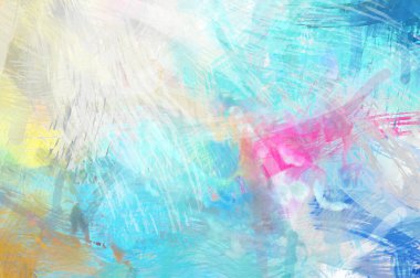 Soyut arkaplanda pürüzlü fırça darbeleri. Fırça boyası. Renkli boya darbeleri. Eşsiz duvar sanatı. Tuvaldeki modern sanat. Renkli çağdaş sanat eserleri.