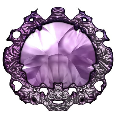 Beyaz arka planda izole bir mücevher. Mücevherli bir fantezi mücevherin 3 boyutlu görüntüsü. Masal elementi. Lüks grafik duvar kağıdı.