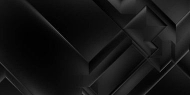 Siyah üç boyutlu geometrik arkaplan. Moda lüks minimalist tasarım. Geometrik şablon. Karanlık elementleri olan birinci sınıf soyut duvar kâğıdı. Poster, broşür, sunum, web sitesi için özel tasarım.