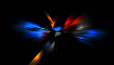 Parlayan ışıkları hareket ettirmenin havalı arka planı. Tasarımınız için canlı renkli bir portal şablonu. Işık ışınları ve hareket halindeki ışıldayan parçacıklar bir solucan deliği şekli oluşturuyor..