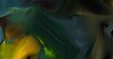 Hareketli girdapların soyut çizimi. Titreşimli renkli kıvrımların dönen akışı. Kıvrımlı ve kıvrımlı arka plan ve çizgiler. Garip duvar kâğıdı tasarımı. Dalgalanma arkaplanı.