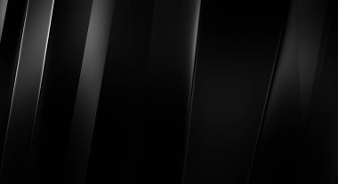 Geometrik katmanlı 3 boyutlu siyah arkaplan. Soyut koyu fütüristik duvar kağıdı. Zarif, parlak çizgili arka plan. Poster, broşür, sunum ve web sitesi için geometrik şablon tasarımı.