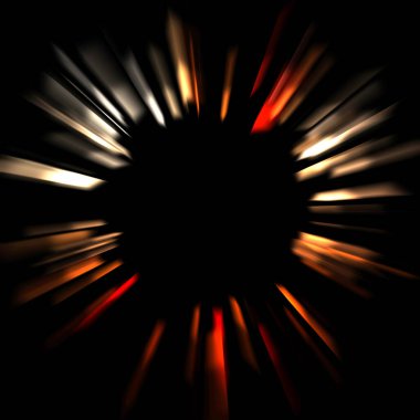 Canlı ve canlı ışık parlamalarının serin arkaplanı. Renkli parlak ışıklar patlama efektiyle görüntülenir. Parlak renkli arkaplan.