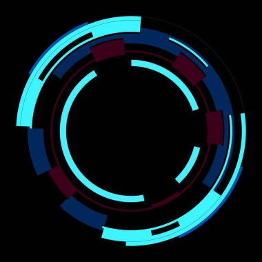 Fütürist dairesel gövde arayüzü elementi. Soyut çember geometrik arkaplan. Dijital teknolojinin grafiksel çizimi.