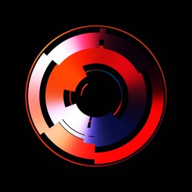 Gelecekçi hud arayüzü elementi. Soyut geometrik arkaplan. Dijital teknolojinin grafiksel çizimi siyah arkaplanda izole edildi..