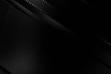 Geometrik katmanlı 3 boyutlu siyah arkaplan. Soyut koyu fütüristik duvar kağıdı. Zarif, parlak çizgili arka plan. Poster, broşür, sunum ve web sitesi için geometrik şablon tasarımı.