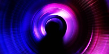 Parlayan neon ışıkları. Parlak sunum tasarım şablonu. Fotoğraf makinesi konsepti. Soyut arkaplan. Dönen ışık ışınları. Hareketli kavramsal duvar kağıdı. Grafik dijital illüstrasyon. 