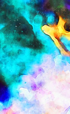 Kova desenli illüstrasyon. Çağdaş ve modern doku. Soyut renk boyama arka planı. Yaratıcı ve sanatsal duvar kağıdı. Fırçalanmış şekilleri ve lekeleri olan sanatsal duvar..