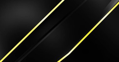 Metin için kopyalama alanı olan soyut siyah paneller. Üç boyutlu illüstrasyon. Renkli ışık özellikli koyu renk tasarım şablonu. Zarif geometrik parlak çizgili arka plan. Minimalist geometrik kapak grafiği.