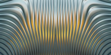 Renkli dalgalı yansıtıcı duvar kağıdının üç boyutlu çizimi. Duvar kağıdı, afiş, arkaplan, kart, kitap kapağı veya web sitesi için grafiksel illüstrasyon. Soyut parlak arkaplan.