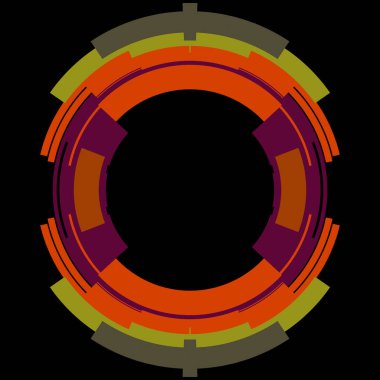 Fütürist dairesel gövde arayüzü elementi. Soyut çember geometrik arkaplan. Dijital teknolojinin grafiksel çizimi.