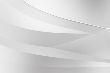 3 boyutlu illüstrasyon. Beyaz kıvrımlı yüzey. Lüks dokuma duvar kağıdı. Zarif bir zemin. Soyut fütüristik geçmiş. Minimalist geometrik kapak tasarımı. Çarpık beyaz çizgiler.