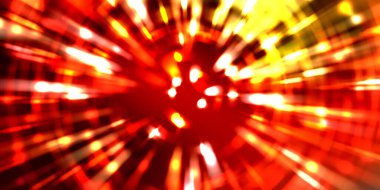 Parlayan ışıkları hareket ettirmenin havalı arka planı. Tasarımınız için canlı renkli bir portal şablonu. Işık ışınları ve hareket halindeki ışıldayan parçacıklar bir solucan deliği şekli oluşturuyor..