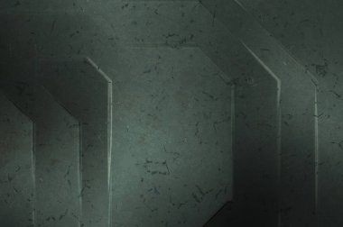 Çukur SciFi panelleri duvar. Üç boyutlu illüstrasyon. Gelecekçi kavramsal tasarım arka planı. Uzay gemisi desenli duvar kağıdı. Fırçalanmış teknoloji desen yüzeyi. 