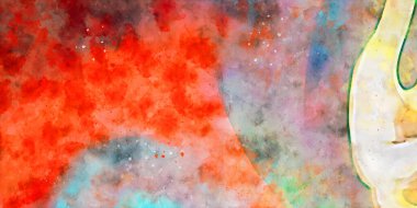 Kova desenli illüstrasyon. Çağdaş ve modern doku. Soyut renk boyama arka planı. Yaratıcı ve sanatsal duvar kağıdı. Fırçalanmış şekilleri ve lekeleri olan sanatsal duvar..