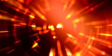 Parlayan ışıkları hareket ettirmenin havalı arka planı. Tasarımınız için canlı renkli bir portal şablonu. Işık ışınları ve hareket halindeki ışıldayan parçacıklar bir solucan deliği şekli oluşturuyor..