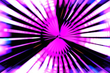 Siyah arkaplanda dönen ışık gösterisi. Lüks çizgiler. Parlak kıvrımlı duvar kağıdı. Uzay tüneli. Dönen ışık çemberi ya da maytap izi. Parlak konsept çizimi.