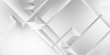 Beyaz 3d geometrik arka plan. Karanlık elementleri olan birinci sınıf soyut duvar kâğıdı. Poster, broşür, sunum ve web sitesi için özel tasarım. Moda lüks minimalist tasarım. Geometrik şablon. 