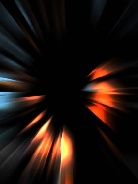 Siyah arkaplanda izole edilmiş dinamik ışık ışınları. Parlayan renkli ışık parçacıklarının grafiksel 2d çizimi.