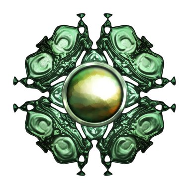 Beyaz arka planda izole bir mücevher. Mücevherli bir fantezi mücevherin 3 boyutlu görüntüsü. Masal elementi. Lüks grafik duvar kağıdı.