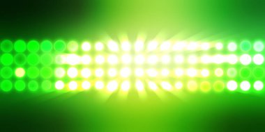 Parlak desenli duvar kağıdı. Sahne ışıkları olan renkli ışıkların ihtişamlı arkaplanı. Parlayan ışıklar siyah arka planda parti izleri. Sahne veya stadyum ışıklarının dijital illüstrasyonu. 