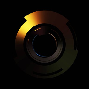 Gelecekçi hud arayüzü elementi. Soyut geometrik arkaplan. Dijital teknolojinin grafiksel çizimi siyah arkaplanda izole edildi..