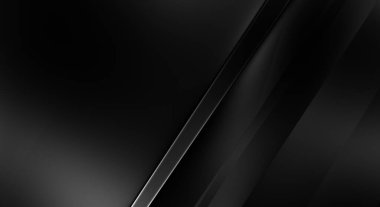 Geometrik katmanlı 3 boyutlu siyah arkaplan. Soyut koyu fütüristik duvar kağıdı. Zarif, parlak çizgili arka plan. Poster, broşür, sunum ve web sitesi için geometrik şablon tasarımı.