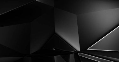 Lüks minimalist tasarım. Fütürist şablon. Karanlık elementleri olan birinci sınıf soyut duvar kâğıdı. Zarif bir zemin. Siyah üç boyutlu geometrik arkaplan. Poster, broşür, sunum için tasarım.