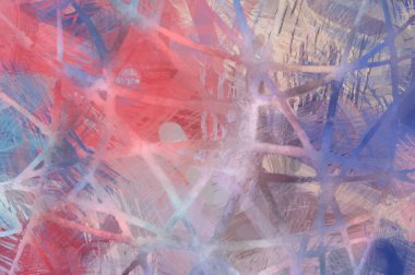 Soyut arkaplanda pürüzlü fırça darbeleri. Fırça boyası. Renkli boya darbeleri. Eşsiz duvar sanatı. Tuvaldeki modern sanat. Renkli çağdaş sanat eserleri.