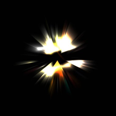 Işık huzmeleri ve parlayan parçacıkların kesiştiği güzel bir zemin. Canlı renkli ışıkların duvar kâğıdı. Parlak ışık görüntüsü.