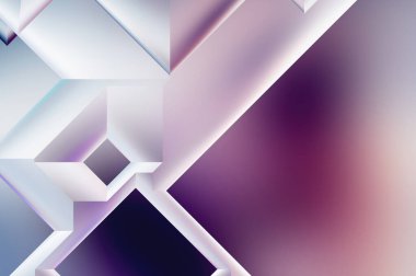 Geometrik dinamik şekiller. Gölgeli teknoloji dijital şablonu ve gradyan arka planda ışıklar. Modern basit geometrik renk gradyanı soyut arkaplan. 3B illüstrasyon. 