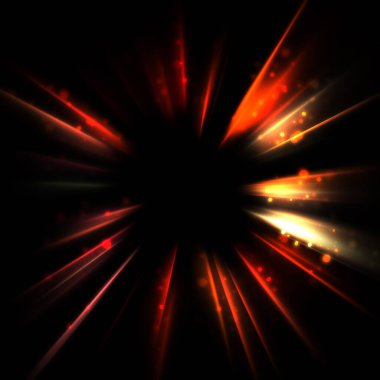 Işık huzmeleri ve parlayan parçacıkların kesiştiği güzel bir zemin. Canlı renkli ışıkların duvar kâğıdı. Parlak ışık görüntüsü.