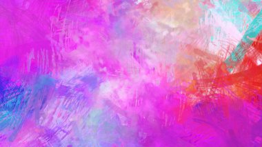 Soyut arkaplanda pürüzlü fırça darbeleri. Fırça boyası. Renkli boya darbeleri. Eşsiz duvar sanatı. Tuvaldeki modern sanat. Renkli çağdaş sanat eserleri.
