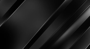 Geometrik katmanlı 3 boyutlu siyah arkaplan. Soyut koyu fütüristik duvar kağıdı. Zarif, parlak çizgili arka plan. Poster, broşür, sunum ve web sitesi için geometrik şablon tasarımı.