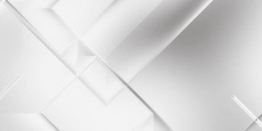 Beyaz 3d geometrik arka plan. Karanlık elementleri olan birinci sınıf soyut duvar kâğıdı. Poster, broşür, sunum ve web sitesi için özel tasarım. Moda lüks minimalist tasarım. Geometrik şablon. 