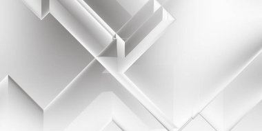 Beyaz 3d geometrik arka plan. Karanlık elementleri olan birinci sınıf soyut duvar kâğıdı. Poster, broşür, sunum ve web sitesi için özel tasarım. Moda lüks minimalist tasarım. Geometrik şablon. 