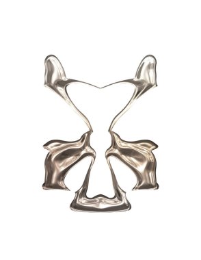 Üç boyutlu metalik illüstrasyon. Beyaz arka planda izole edilmiş fantezi çerçevesi. Davetiyeler, posterler, menü, hatıra defteri ve sunum için mükemmel. Metnin için şablon.