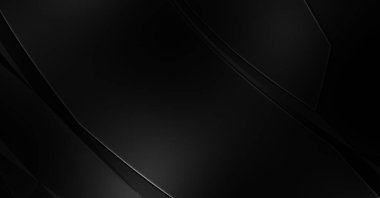 Siyah kıvrımlı yüzey. 3 boyutlu illüstrasyon. Soyut fütüristik geçmiş. Minimalist geometrik kapak tasarımı. Çarpık siyah çizgiler. Lüks dokuma duvar kağıdı. Zarif arkaplan.